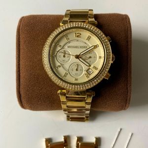 38mm Women’s Round Gold Tone Glitz Pavé Michael Kors Watch